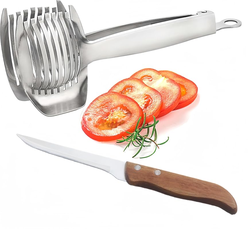i Kito Handheld Tomato Lemon Slicer & Knife Set, Even Slicing Guide To