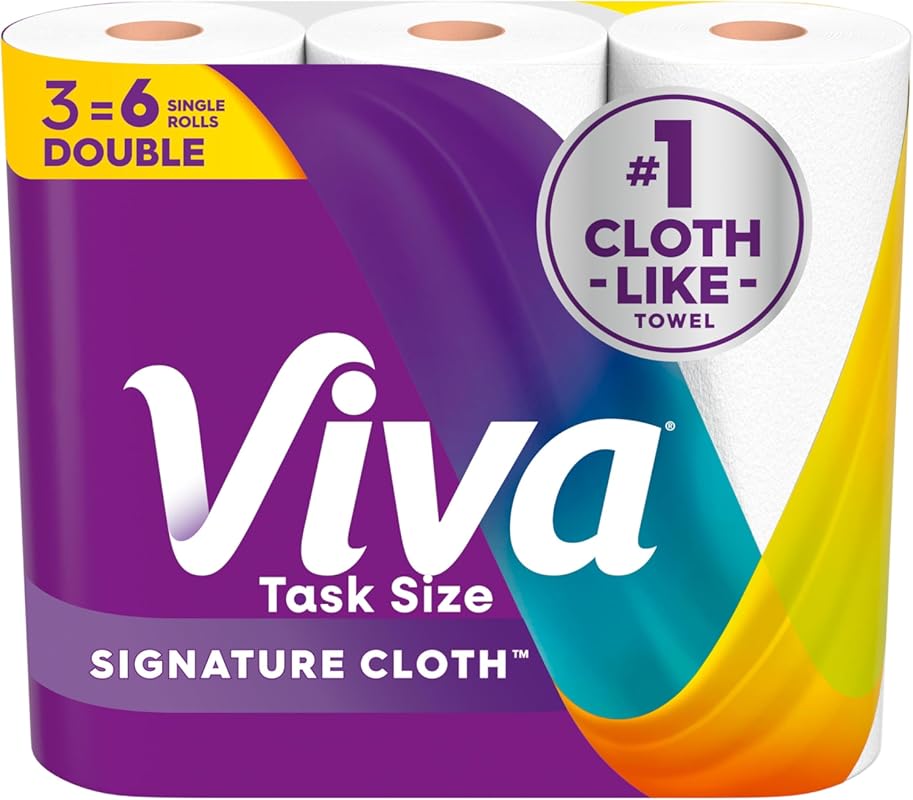 Viva Signature Cloth Paper Towels, Durable and Absorbent, 3 Double Rol