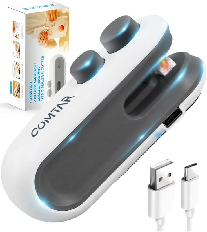 Upgraded 2-in-1 Rechargeable Vacuum Bag Sealer with Cutter, Magnet for