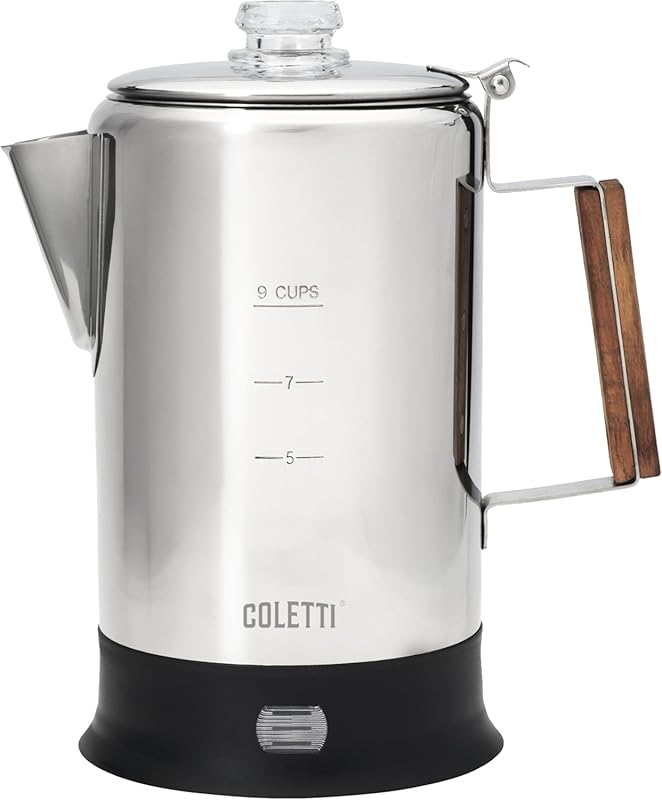 COLETTI Bozeman 9-Cup Electric Stainless Steel Coffee Percolator Pot f