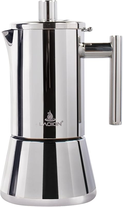 Stainless Steel Stovetop 6-Cup Moka Pot for Cuban & Italian Espresso, 