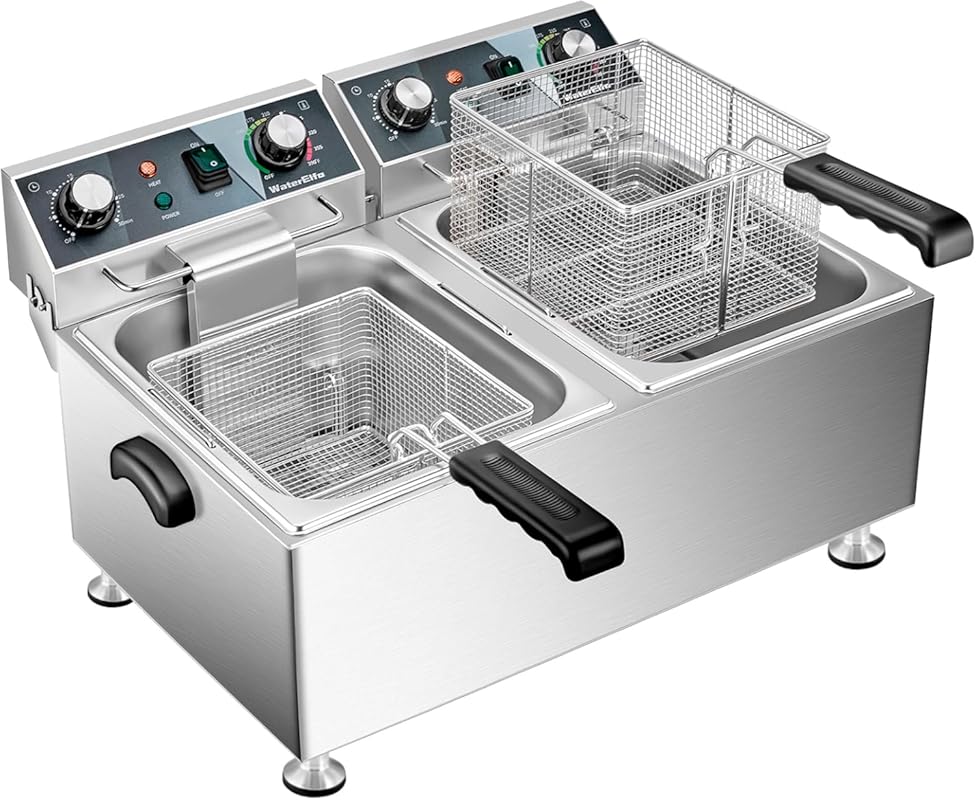 Commercial Dual Tank Electric Countertop Deep Fryer, 2x13.7Qt (2x1800W