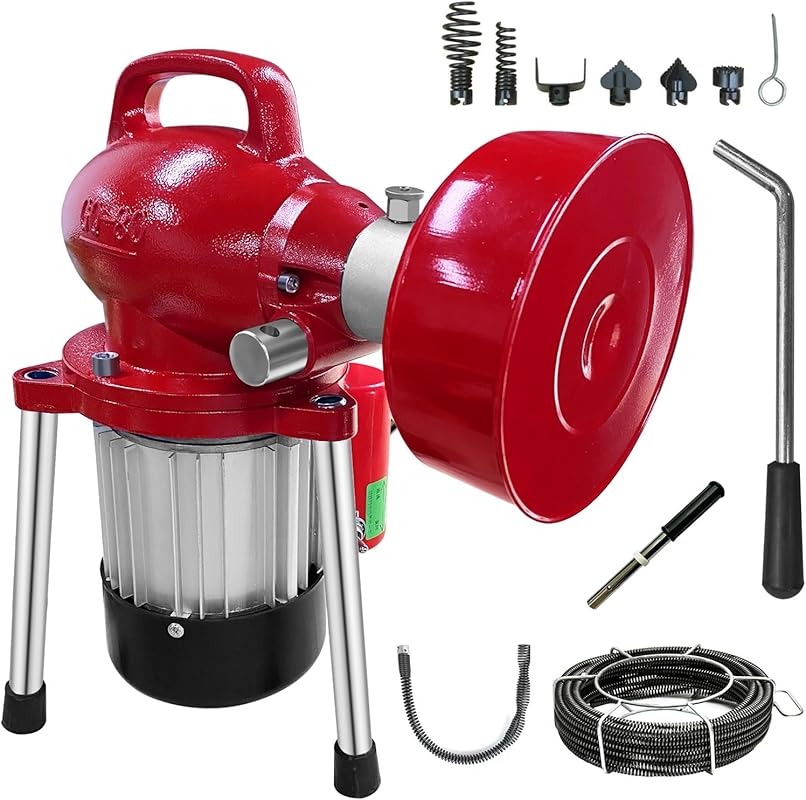 40FT 350W Electric Drain Auger with 2 Cables and 6 Cutters for 3/4-4
