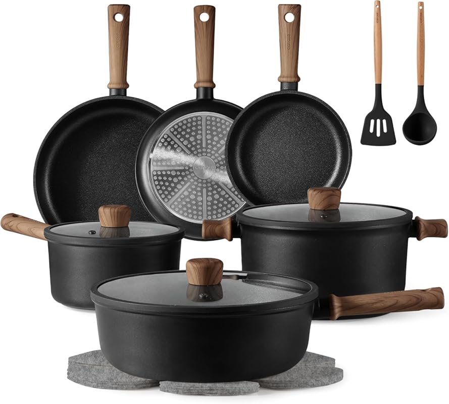 CAROTE Nonstick Induction Titanium Cookware Set (16-Pc) Pots & Pans, P