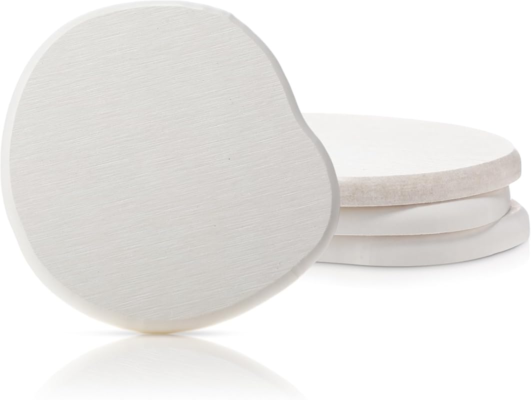Diatomaceous Earth Drink Coasters Set of 4, White Modern Stone, Absorb