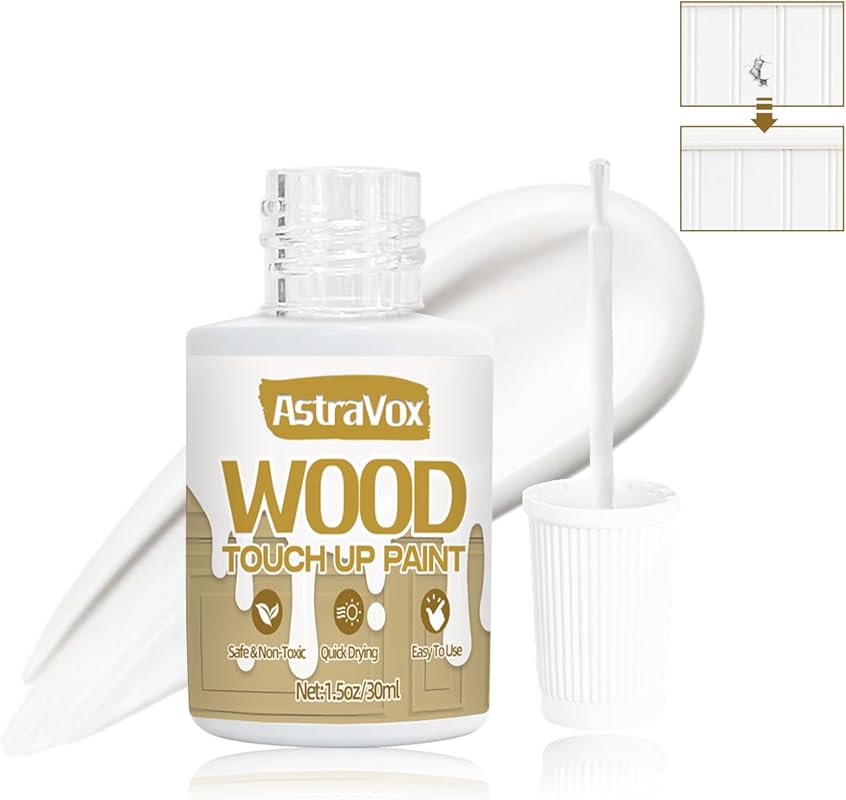 AstraVox Wood Touch Up Paint, White 1.5 Oz, for Furniture & Cabinets,