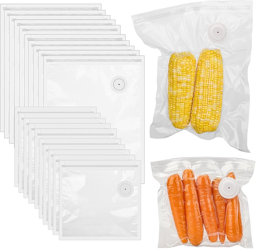 40-Piece Reusable Vacuum Sealer Bags for Food with Air Valve, Sous Vid