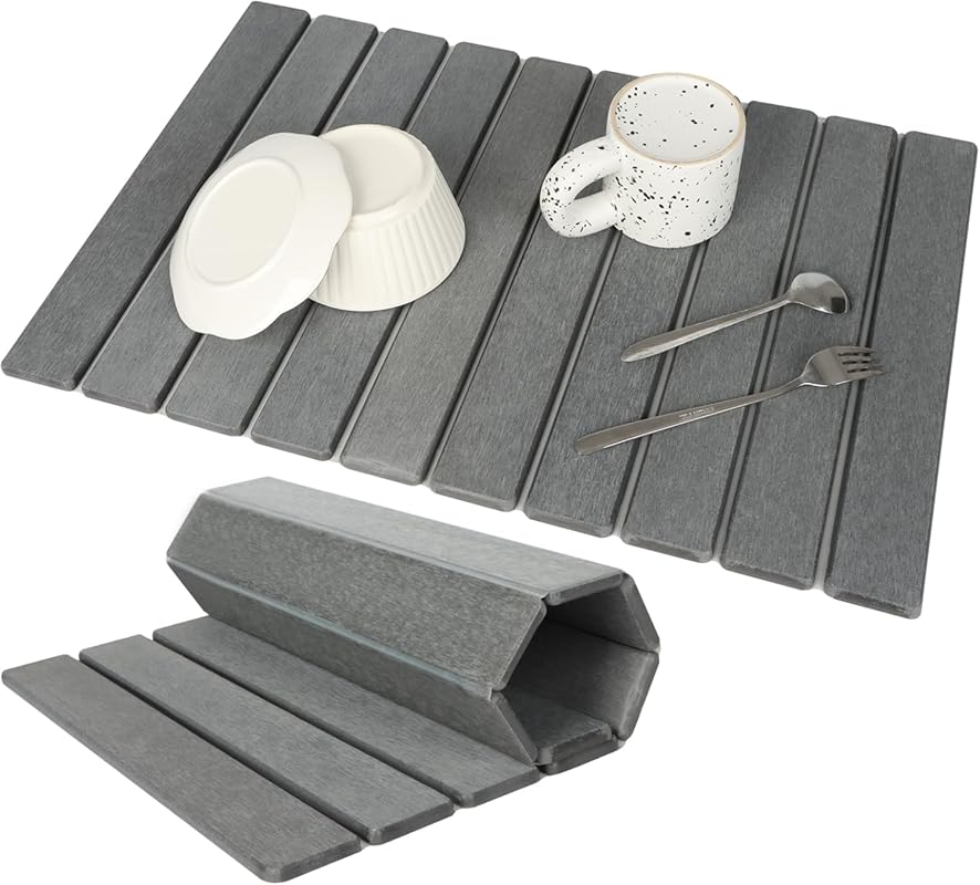 Large Foldable Diatomaceous Earth Stone Dish Drying Mat for Kitchen – 