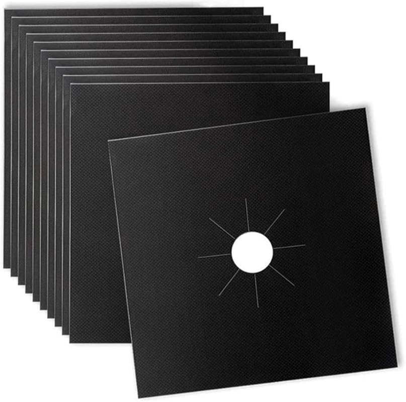 10-Pack Black 0.3mm Double Thickness Reusable Gas Stove Burner Covers,