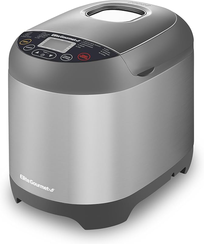 Elite Gourmet EBM8103SS Programmable Bread Maker, Stainless Steel, 2 L
