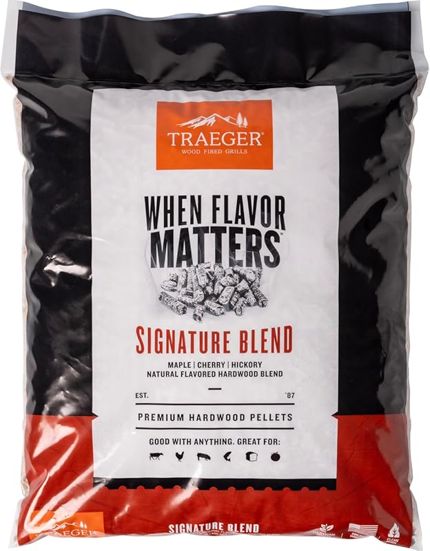 Traeger Grills Signature Blend 100% All-Natural Wood Pellets for Smoke
