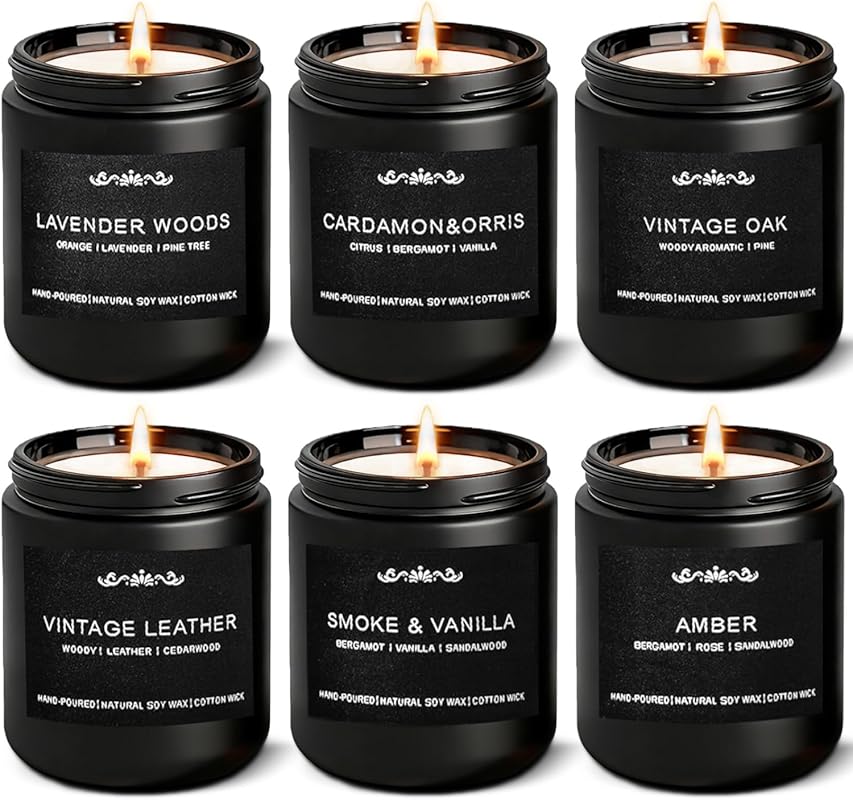 Manly Scented Soy Wax Candles Gift Set, 42oz, 300 Hour Long Lasting Bu