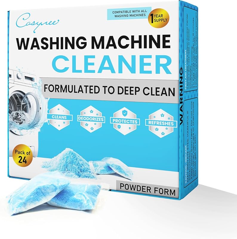 Washing Machine Cleaner Powder, 24 Packs for Front & Top Load Washers: