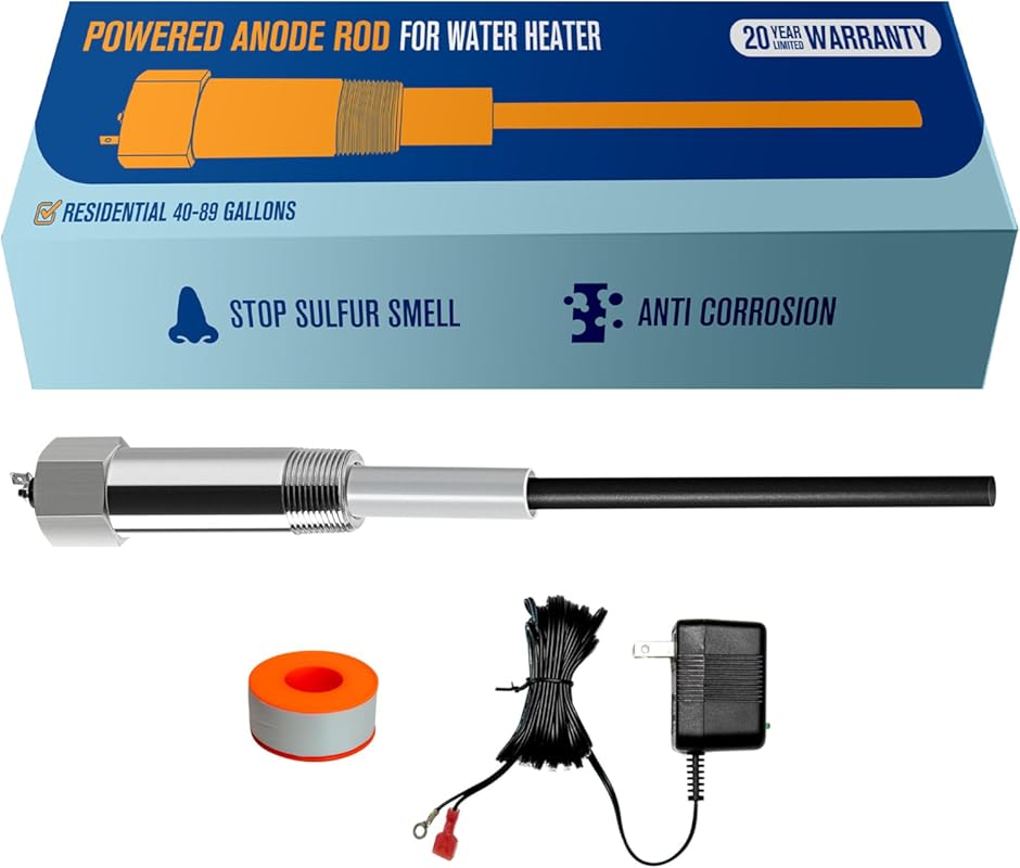Powered Electric Anode Rod for Water Heater Eliminates Rotten Egg Sulf