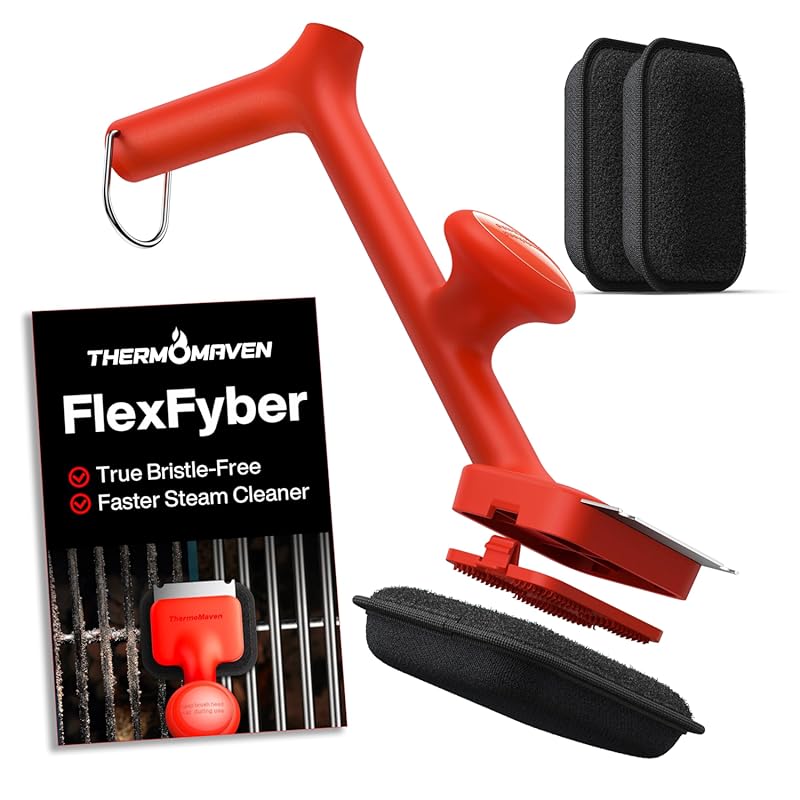 Thermomaven Bristle-Free Steam Grill Brush with 3 Replacement Heads & 