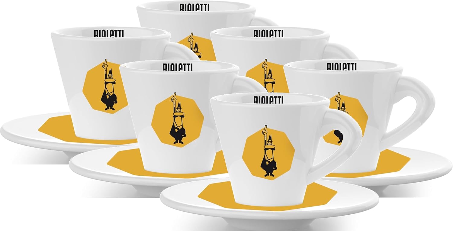 Bialetti Original Italian Yellow Espresso Cup Set for Authentic Coffee
