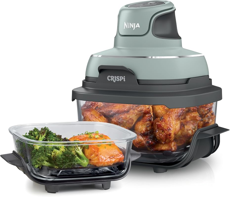 Ninja FN101SG Crispi 4-in-1 Glass Air Fryer, 4QT, Non-Toxic, Max Crisp