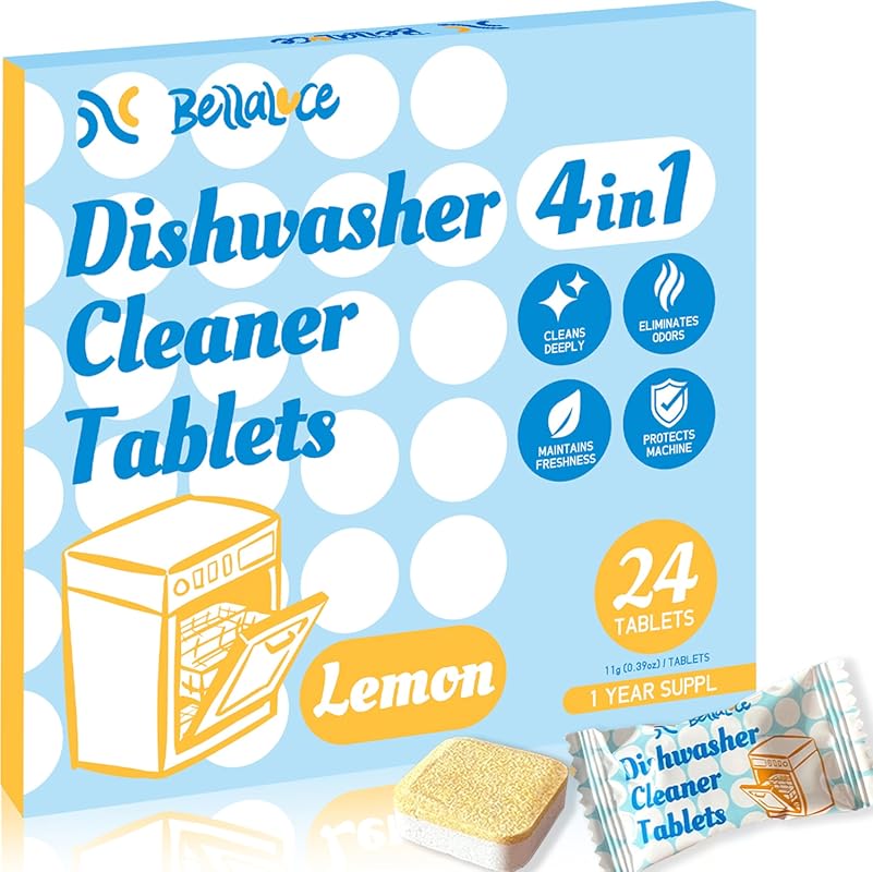 Deep Cleaning Dishwasher Cleaner Tablets, 24-Pack Lemon Foaming Descal
