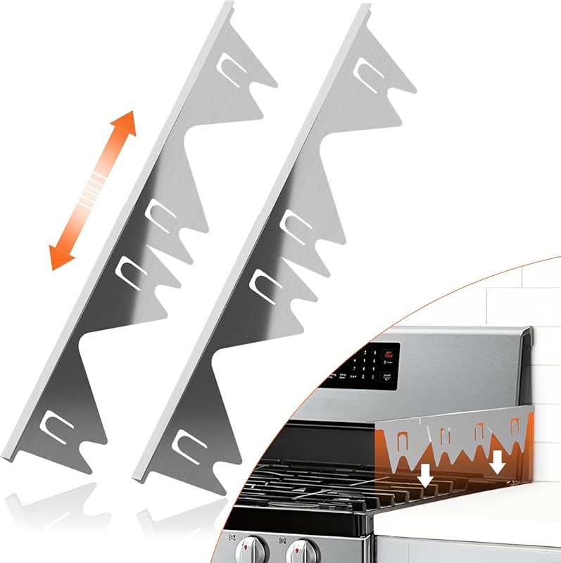 Stainless Steel Stove Gap Covers (2 PCS), Heat Resistant, Adjustable F