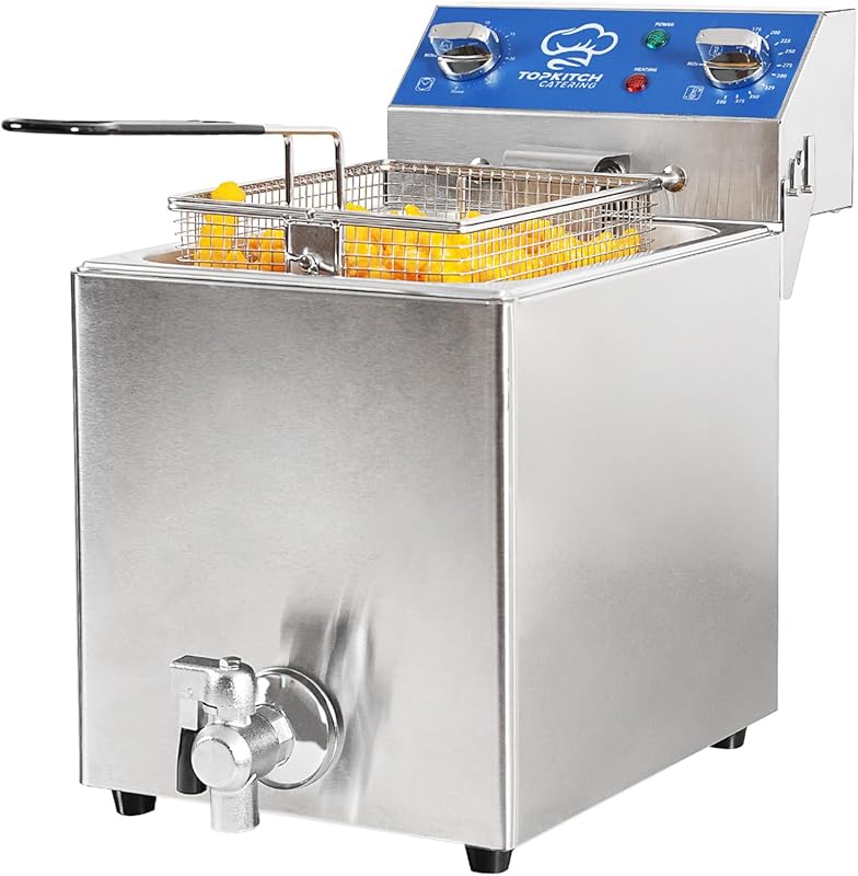 Medium Duty 1800W Electric Countertop Deep Fryer, 8.5Qt with Oil Drain