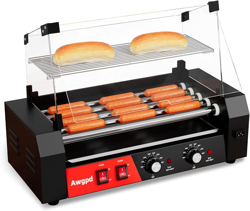 Commercial 5-Roller Hot Dog Machine, 12-Capacity, Stainless Steel, Dua