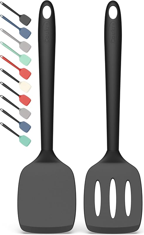 Coukre 2 Pack Silicone Spatula Set, High Heat Resistant BPA Free Solid