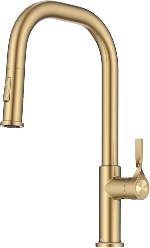 KRAUS Torak Pull Down Kitchen Faucet, Spot-Free Brushed Brass, 2-Funct