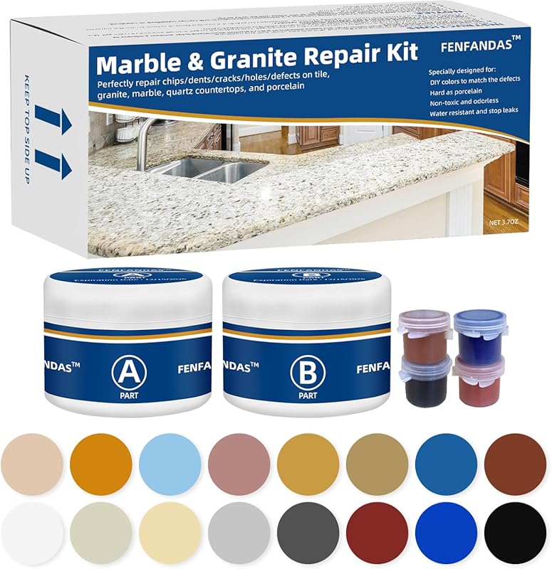 Marble, Granite, Quartz, Porcelain Repair Kit, Fix Chips, Dents, Crack
