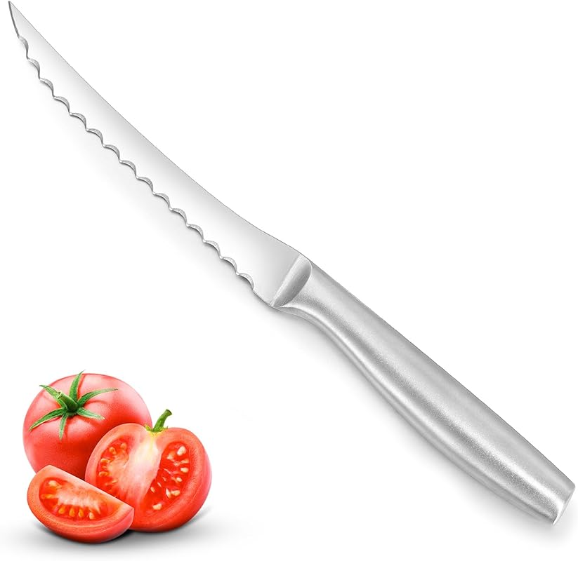 High Carbon Stainless Steel Serrated Tomato Knife for Smoothly Slicing