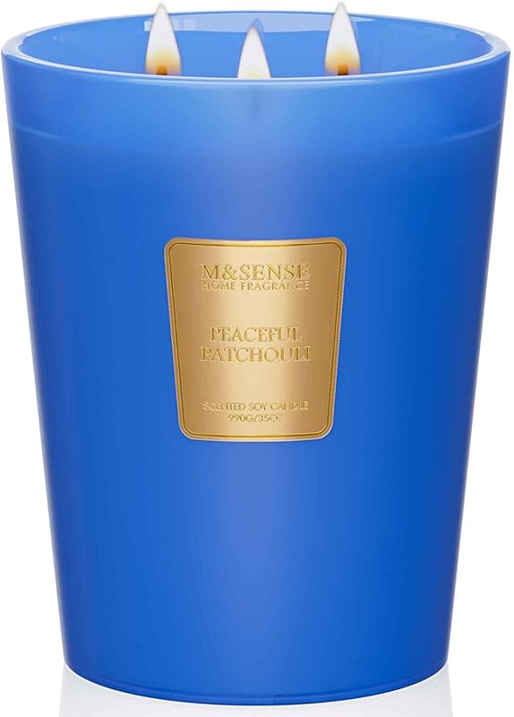 M&SENSE Patchouli Large 3-Wick Soy Candle, 35oz 150 Hour Lasting, Arom