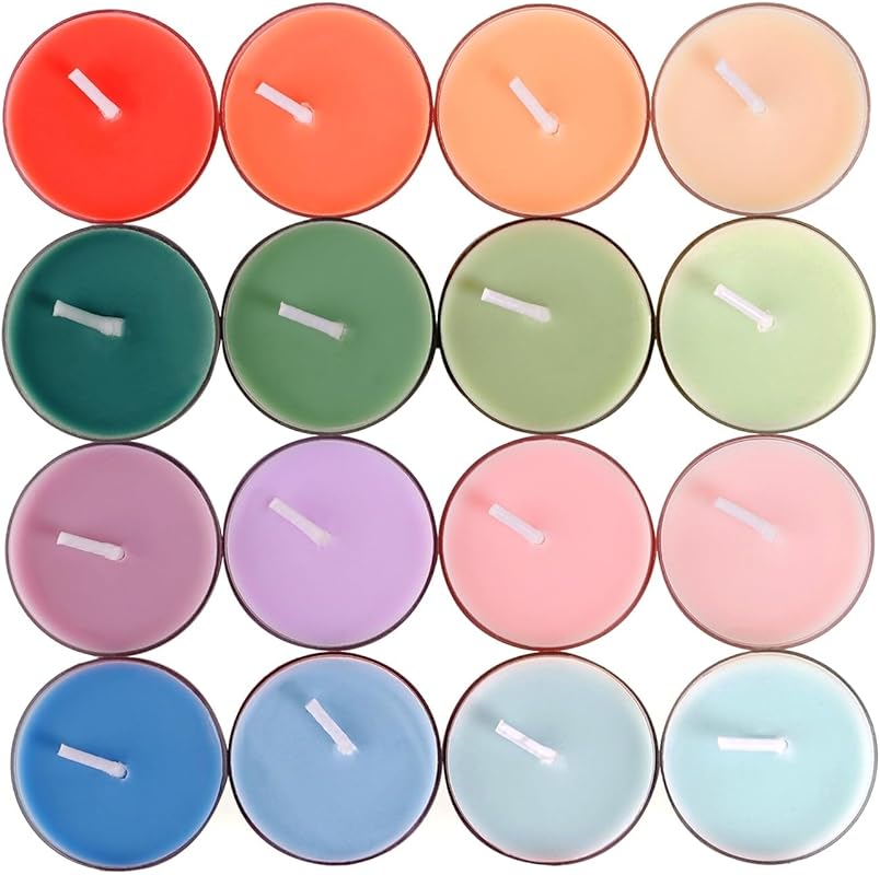 16 Colors Scented Soy Wax Tealight Candles with Essential Oils for Hom
