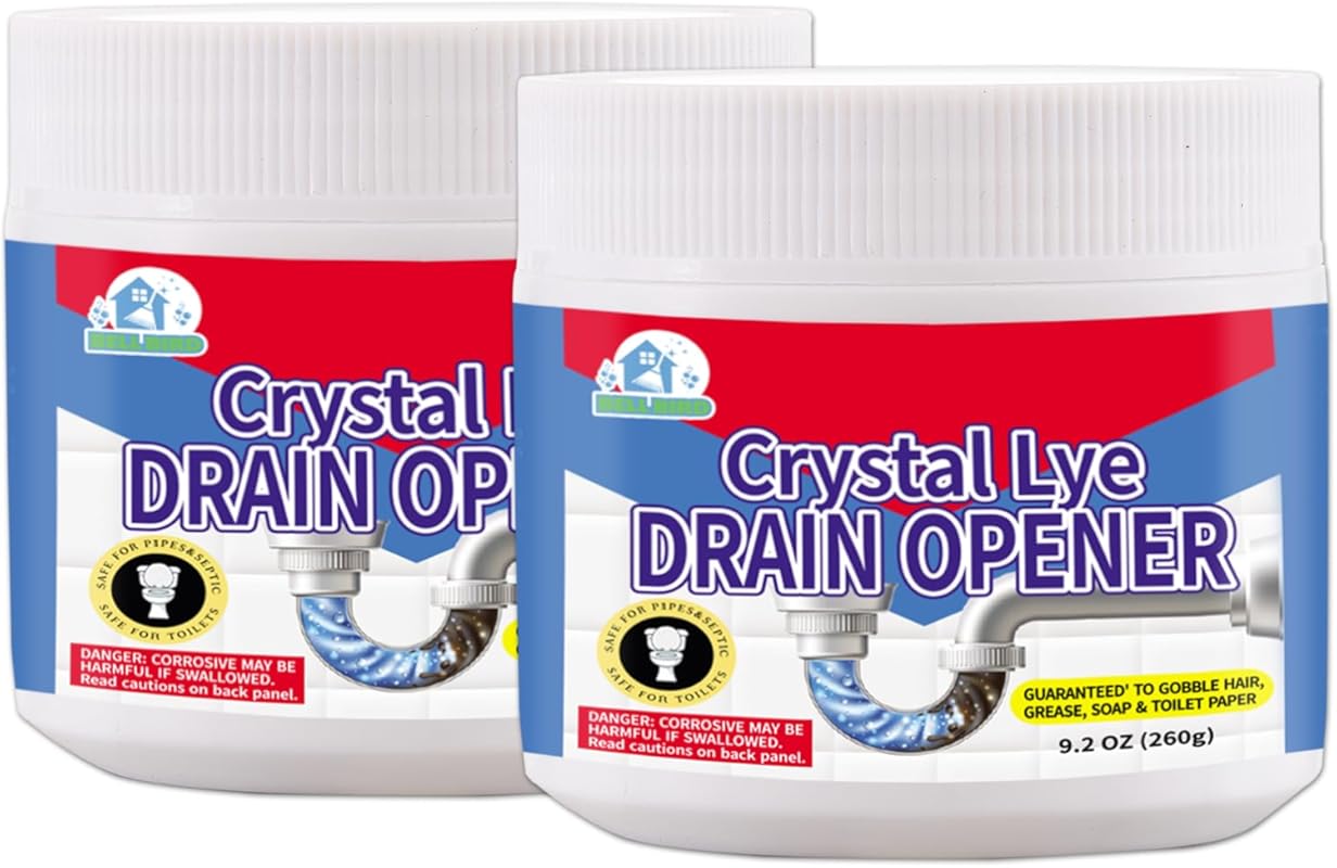 BELL BIRD Crystal Lye Drain Opener - Powerful Sodium Hydroxide for Kit