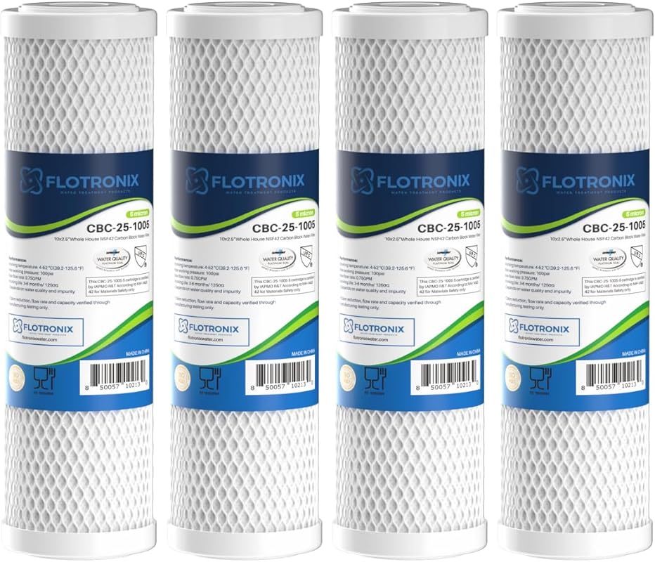 Flotronix 5 Micron 2.5x10 Whole House CTO Carbon Sediment Water Filter