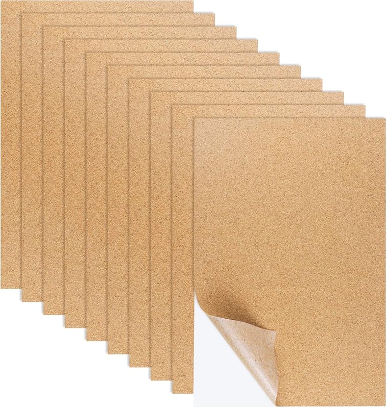 10 Pcs Self-Adhesive Cork Sheets, 11.8x8.26 Inch with Strong Backing f