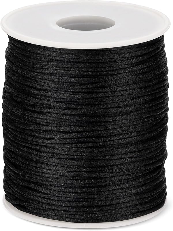 1.5MM Black Nylon Cord, 110 Yards, Satin String for Jewelry Making, Be