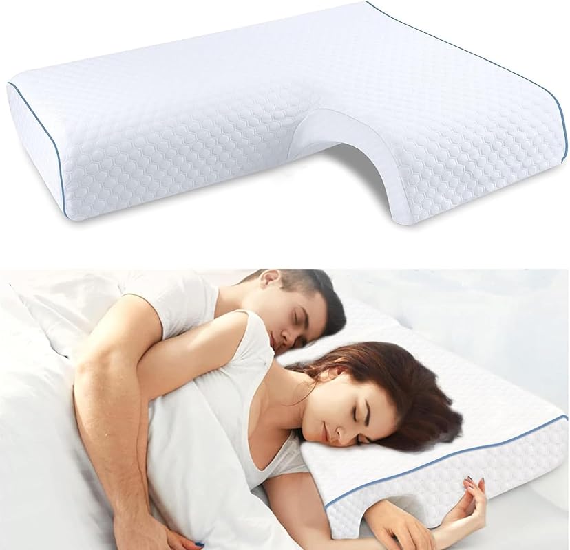 Arched Memory Foam Cuddle Pillow, Left Arm Hole, 3D Slow Rebound Core 