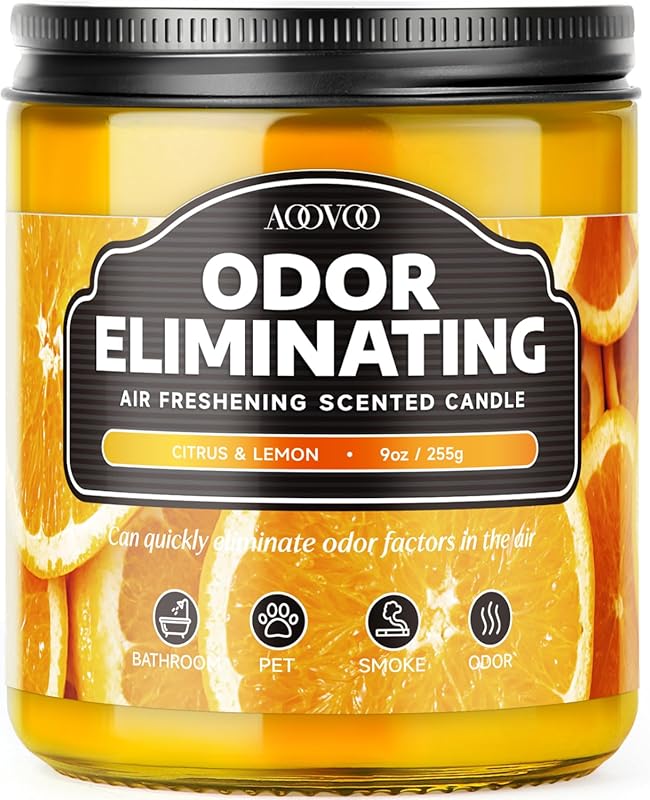 AOOVOO Citrus Lemon Odor Eliminating Soy Candle