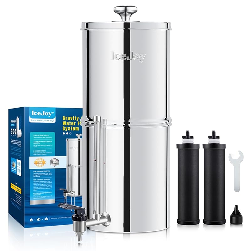 IceJoy 2.25 Gal Gravity Water Filtration System, Stainless Steel Count