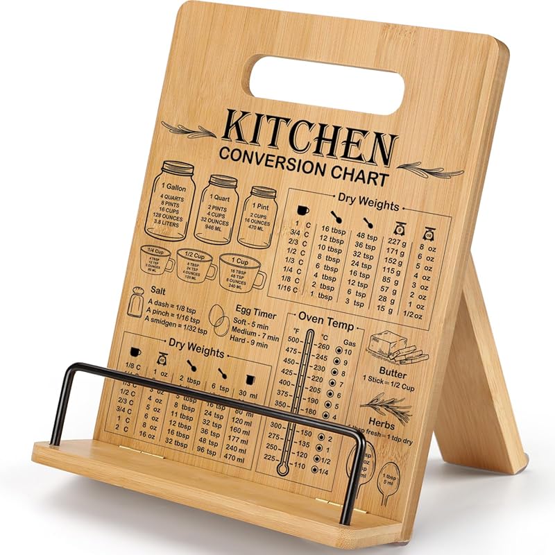 Bamboo Cookbook Stand for Kitchen Counter with Adjustable Recipe Holde