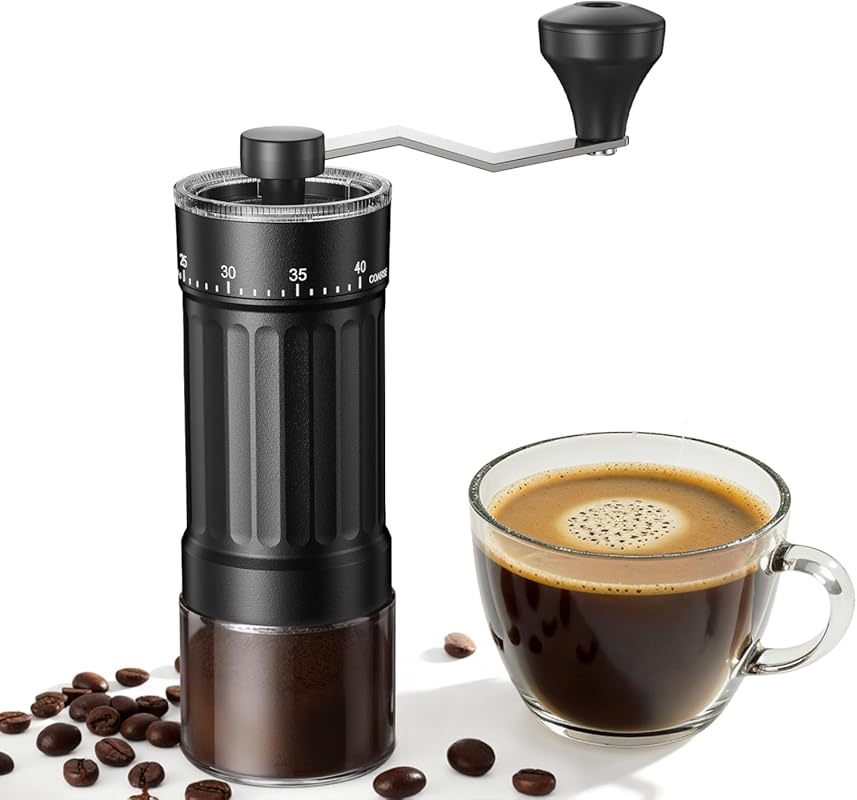 Mini Manual Coffee Grinder with 40 Adjustable Settings, Portable Conic