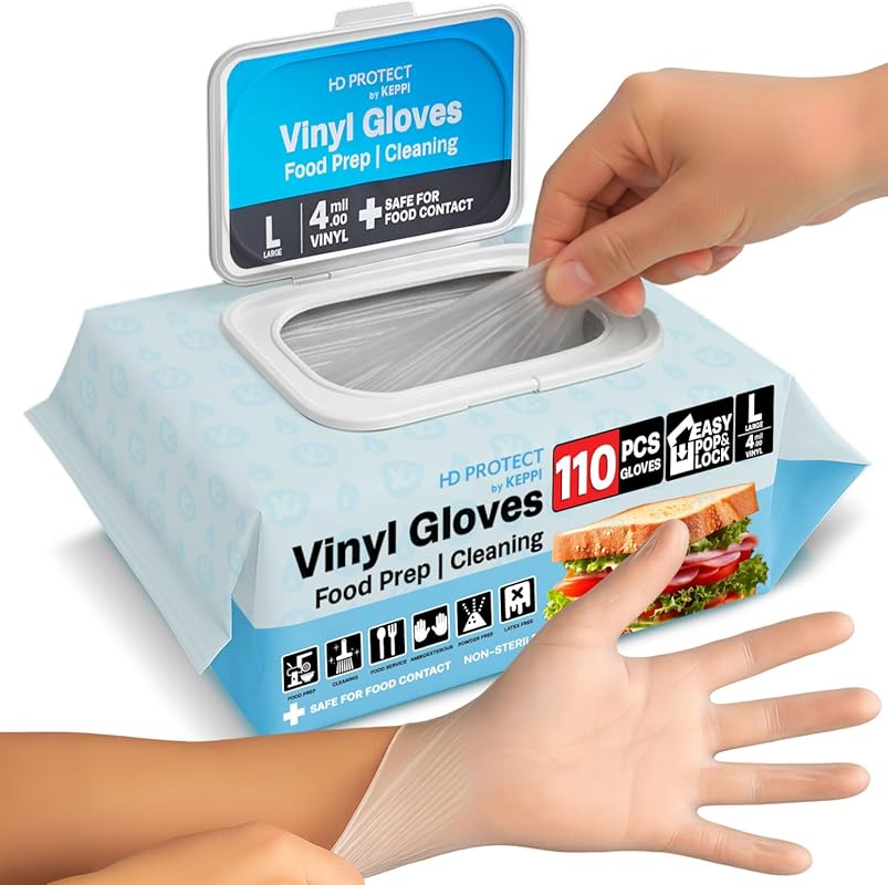 Keppi 110 Pack Disposable Clear Vinyl Gloves