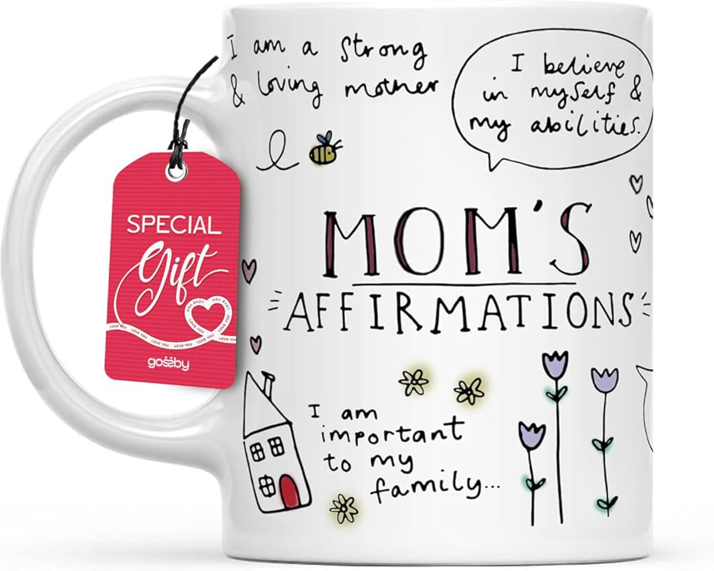 Gossby Mom Affirmation 11oz White Ceramic Coffee Mug, Positive Energy
