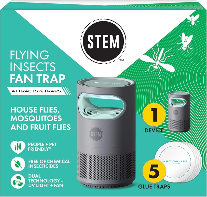 STEM Flying Insect Fan Trap: Indoor Plug-In UV Light Catcher for Mosqu