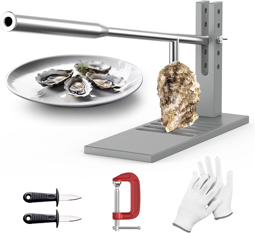 Portable Stainless Steel Oyster Shucker Tool Kit with Two Knives, Glov