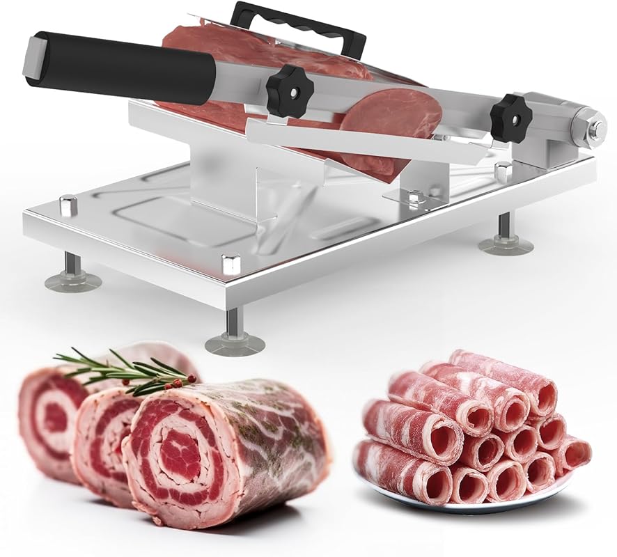 Upgraded Stainless Steel Manual Frozen Meat Slicer for Beef Mutton Por