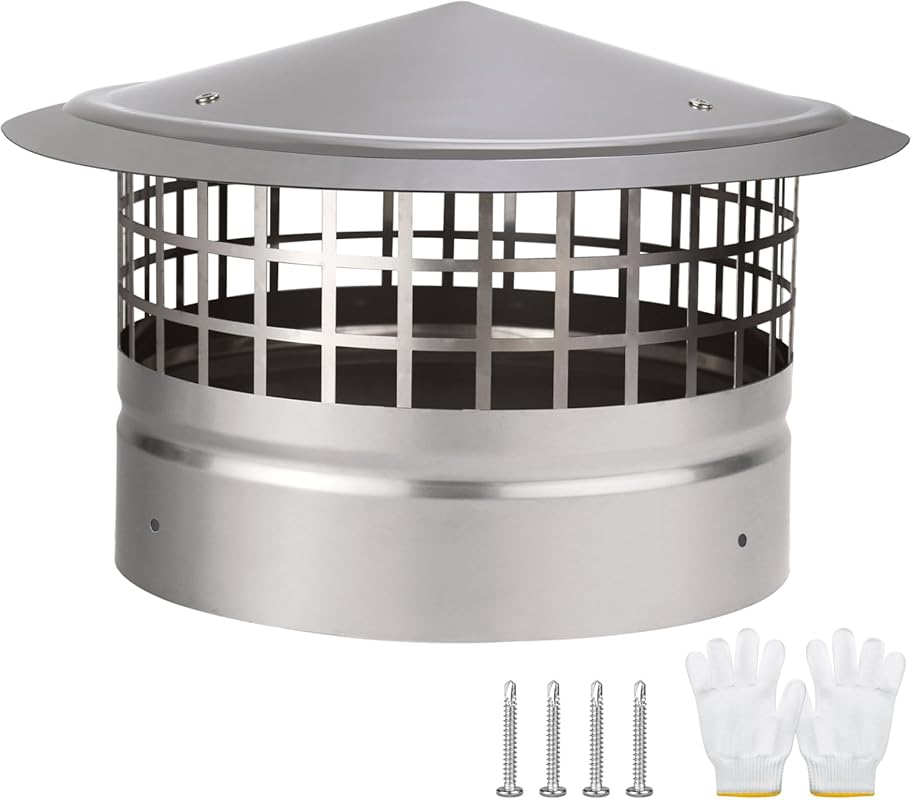 10 Inch Cone Top Chimney Cap with Screen, 304 Stainless Steel Round Ra