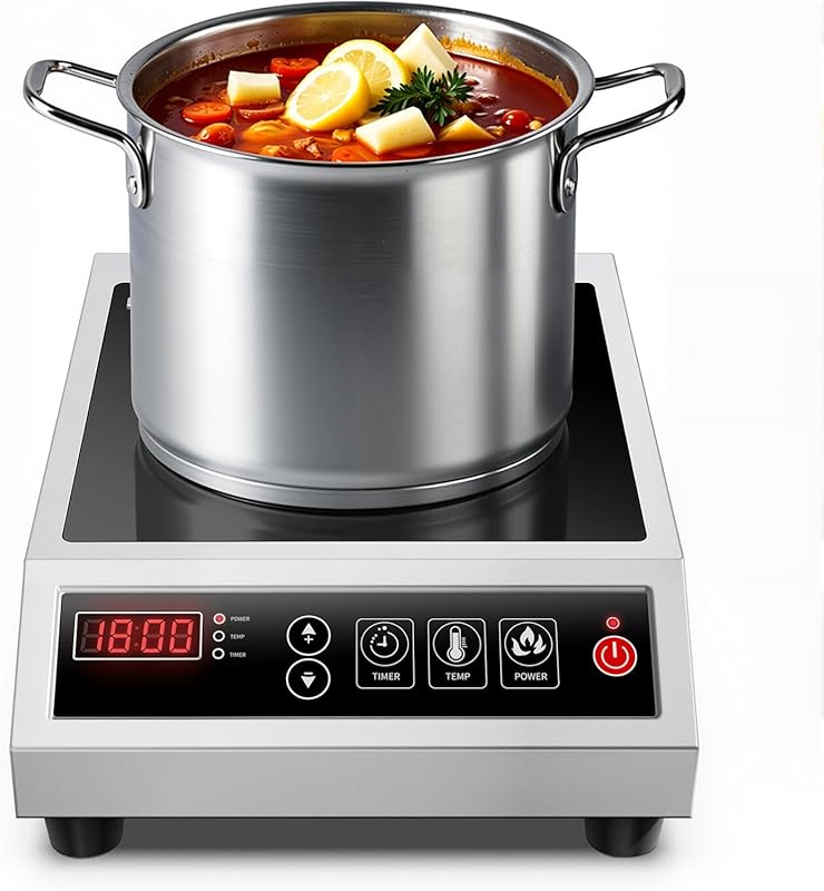 Commercial 1800W Induction Cooktop, Portable Countertop Burner with 8