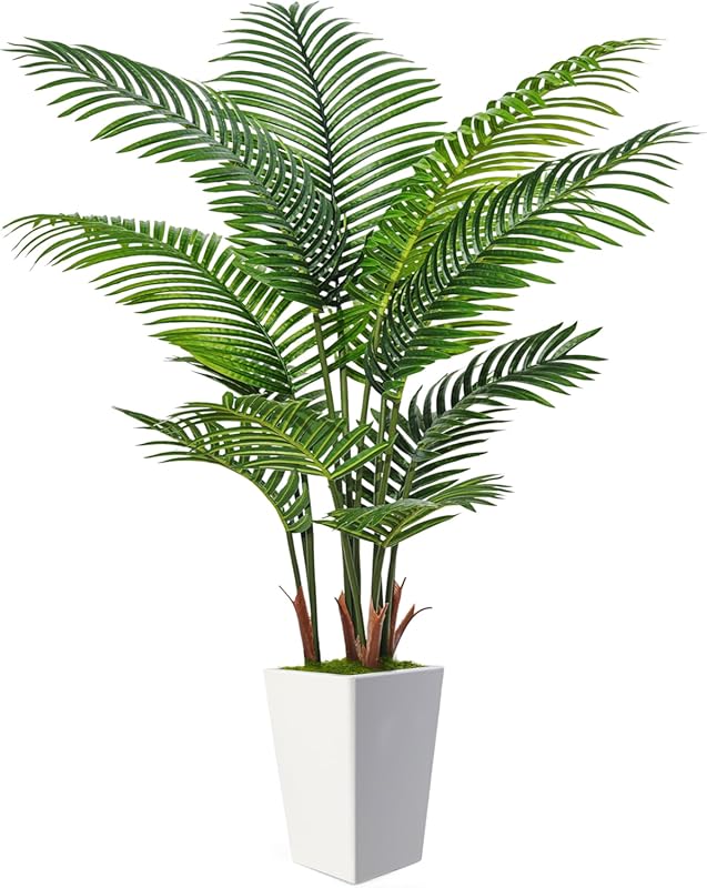 6FT Tall Artificial Palm Tree, Faux Indoor Plant with Lifelike Leaves 