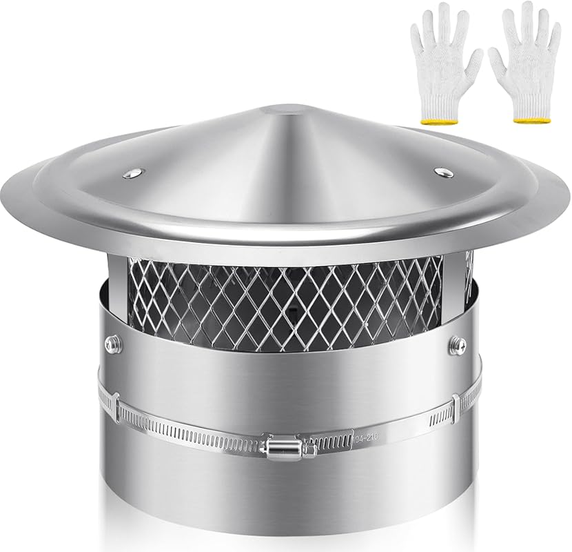 10 Inch Stainless Steel Cone Top Chimney Cap with Screen, Adjustable R