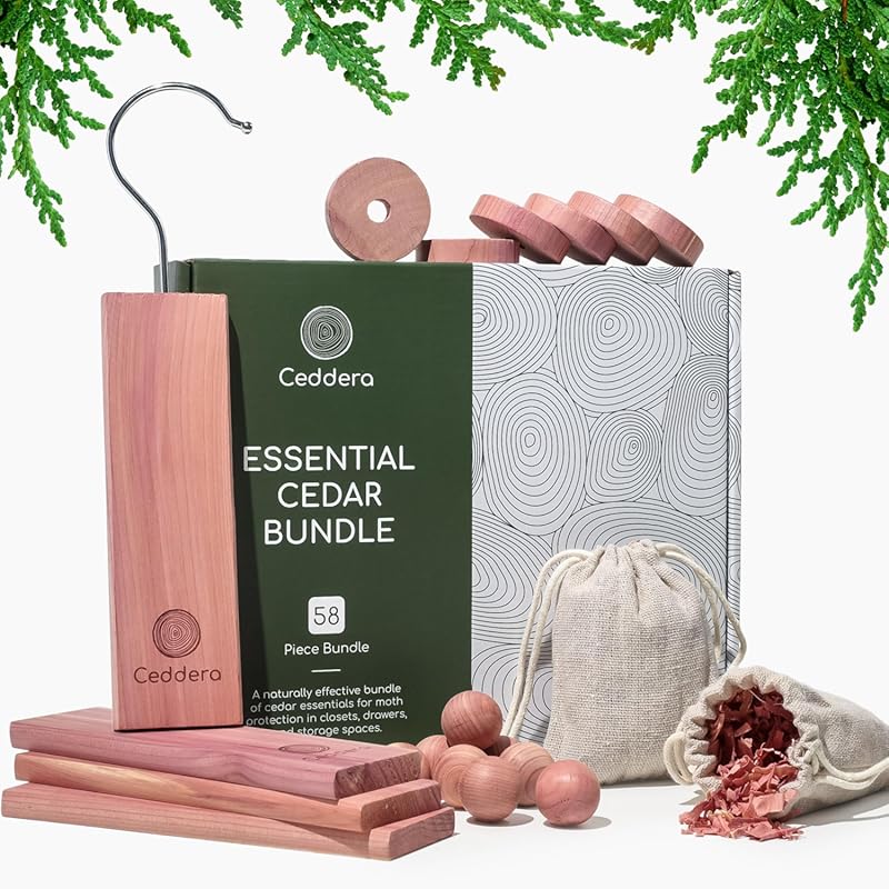 Essential Cedar Bundle: 58-Piece Natural Moth Ball Alternative for Clo